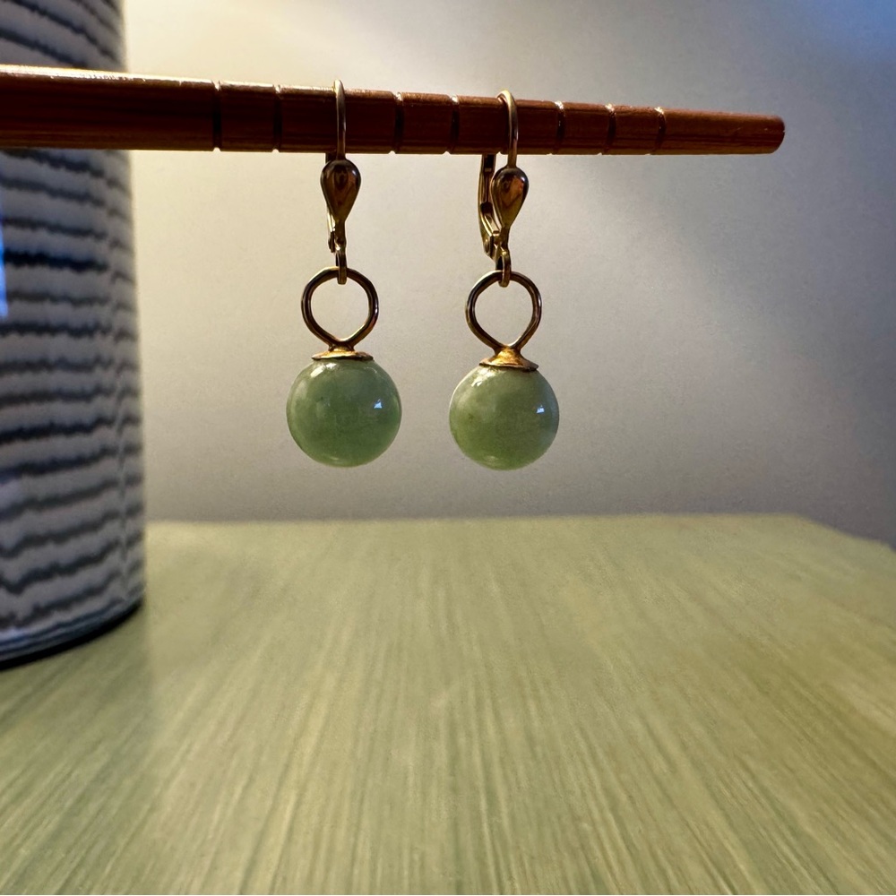 Jade & Gold Drop Earrings